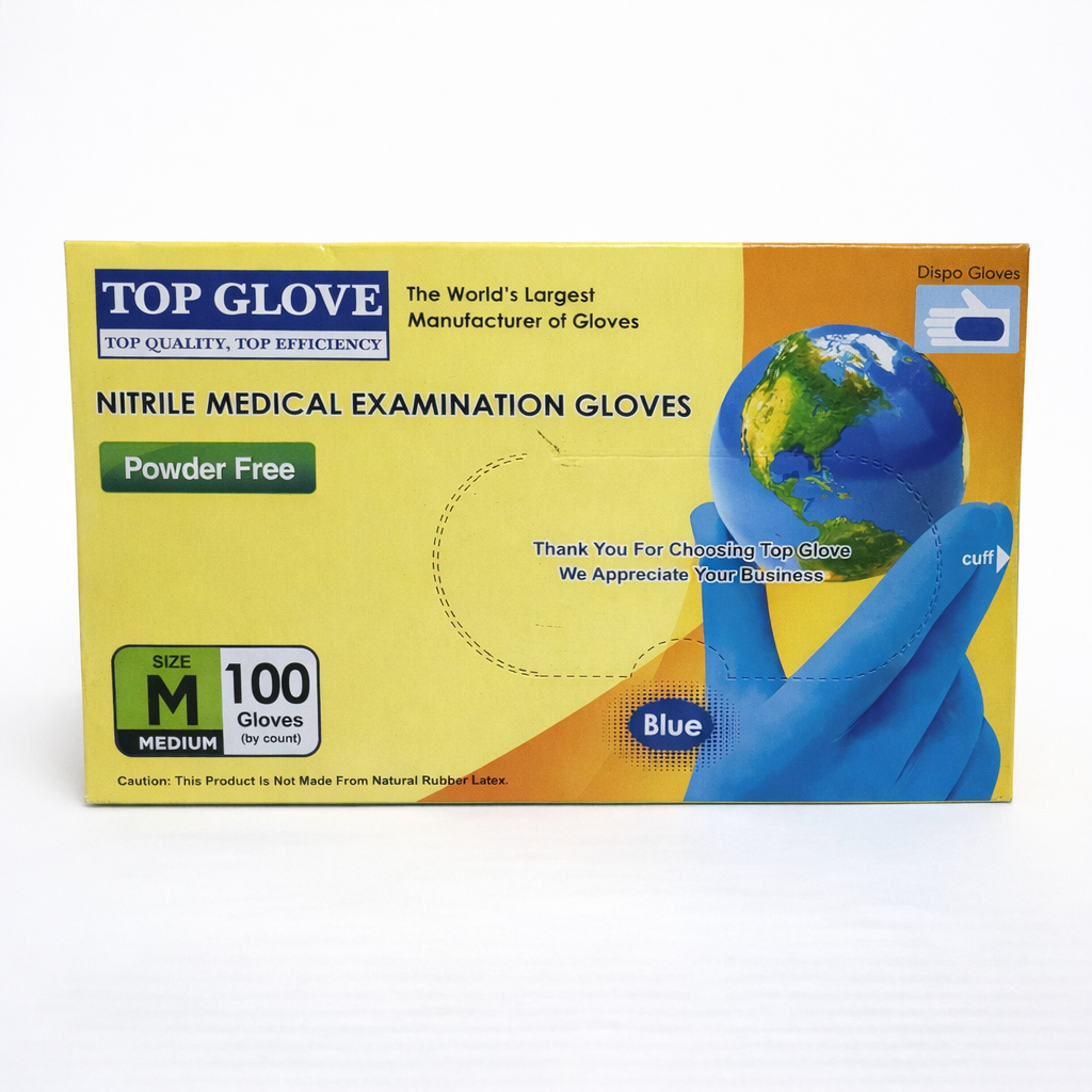 Guantes de Nitrilo sin polvo Mediano Azul