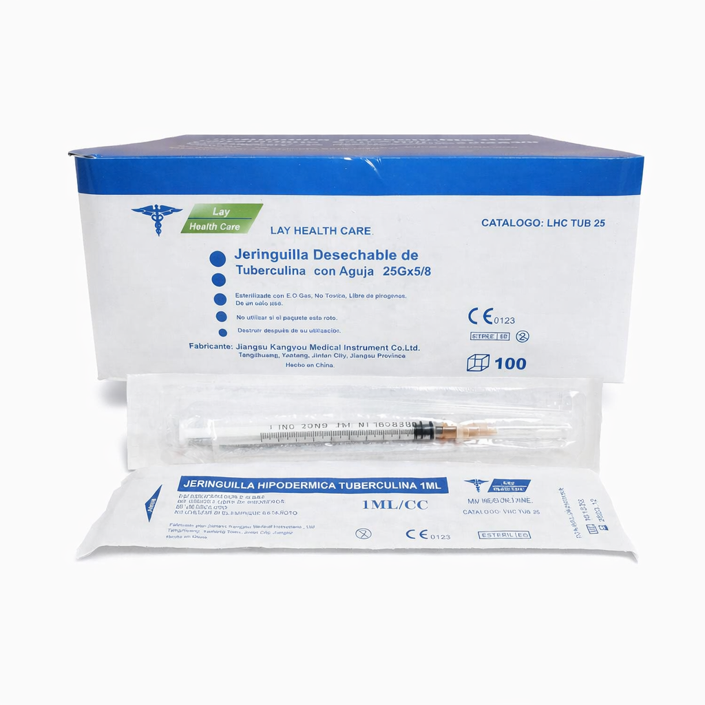 Jeringuilla Desechable 1cc Tuberculina con aguja 25Gx 5/8