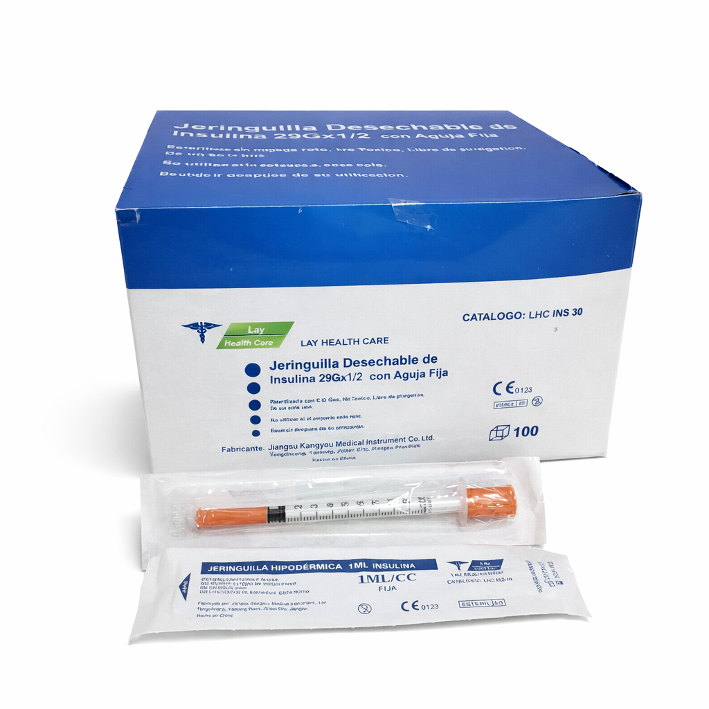 Jeringuilla Desechable 1cc Insulina con aguja 29Gx 1/2 No Removible