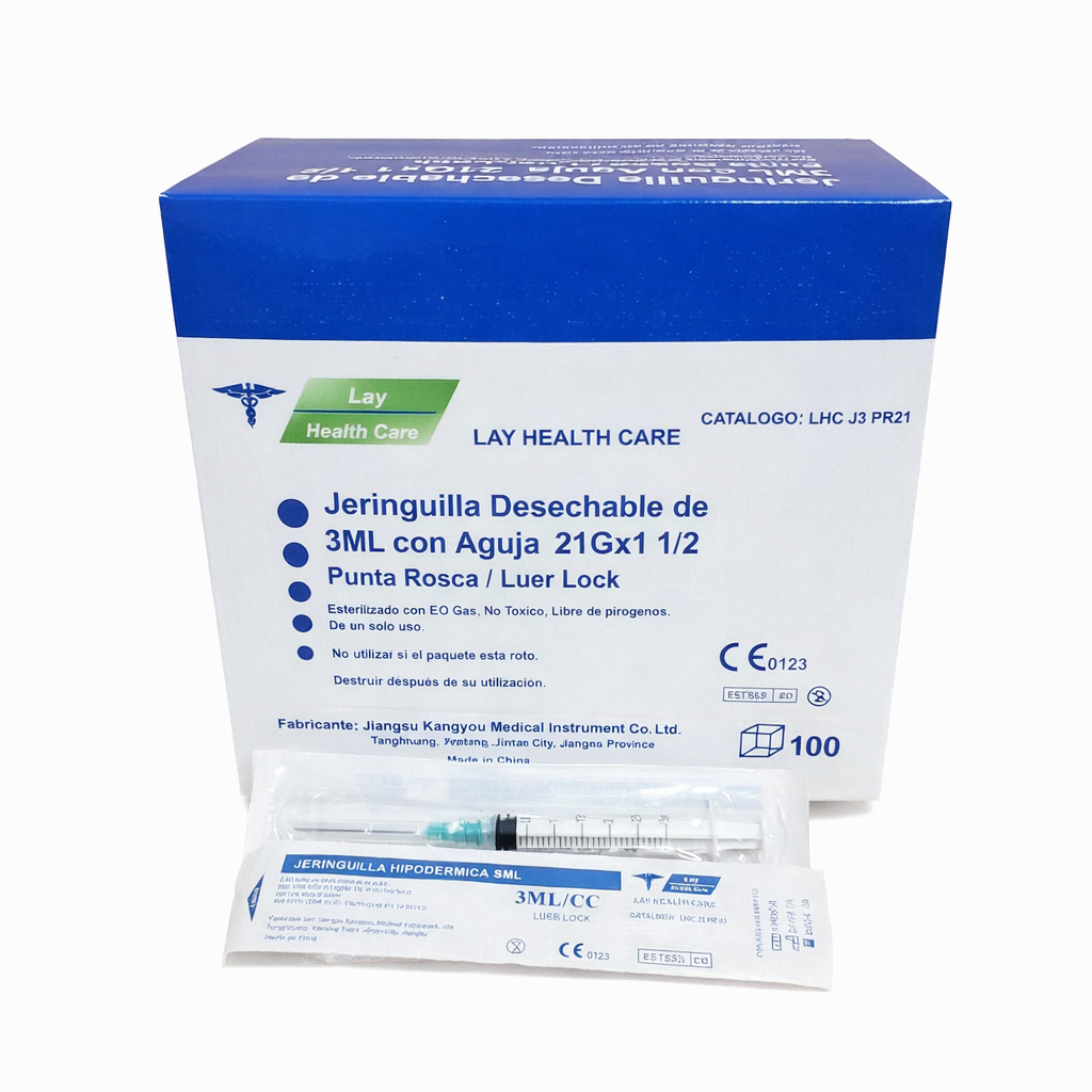 Jeringuilla Desechable 3cc con aguja 21Gx 1 1/2