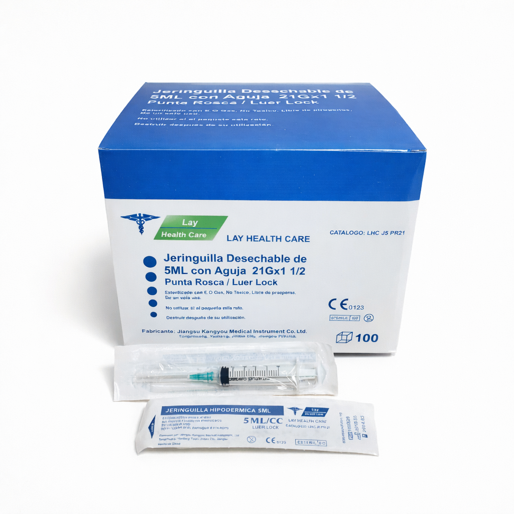 Jeringuilla Desechable 5cc con aguja 21Gx 1 1/2